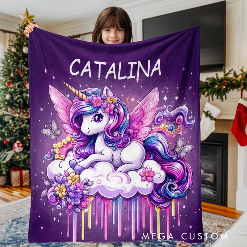 Personalized Valentines Day Blanket Little Custom Name Blanket Heart Magic Girl Room Decor Gift For Girls