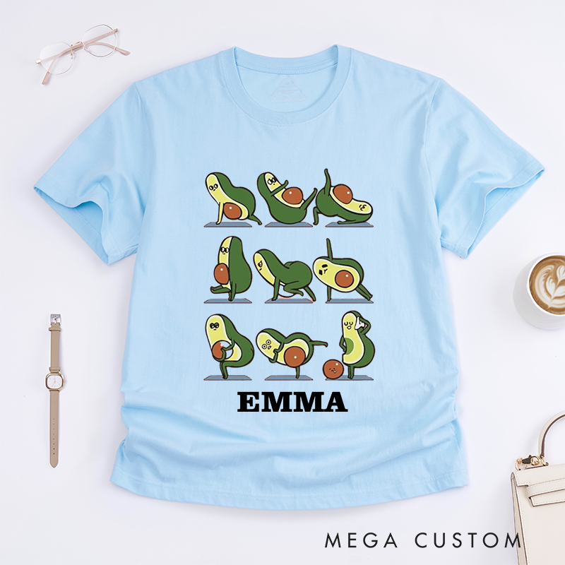 Personalized Yoga Avocado T-Shirts Cute T-Shirts Funny T-Shirts Yoga Lovers T-Shirts Gift Custom T-Shirts