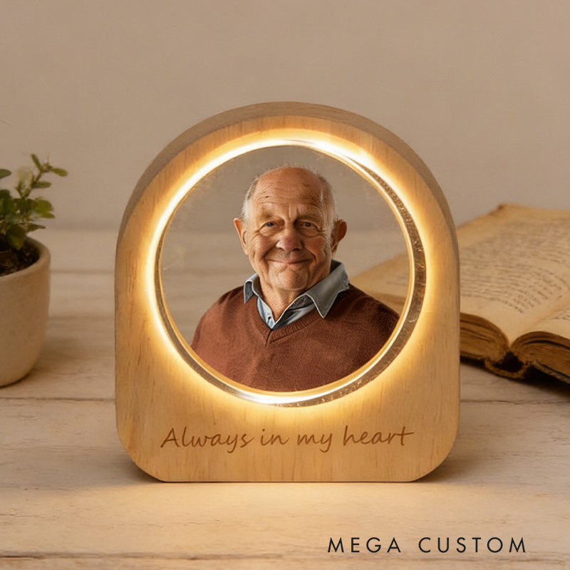 Personalized Memorial Photo Portrait LED Crystal Photo Night Light Crystal Photo Cabin LED Sympathy Gift