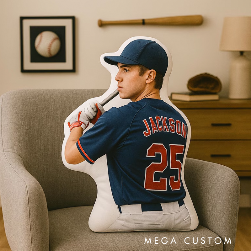 Personalize Your Baseball Player Pillow with Custom Photo Design