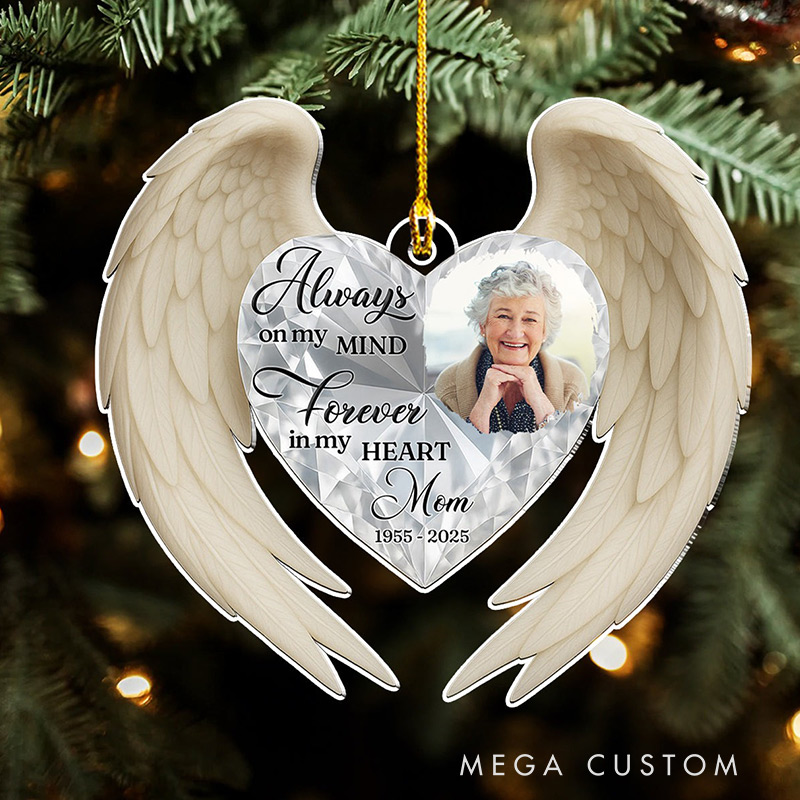 Personalized Photo Memorial Ornament My Heart And Mind Ornament Sympathy Gift for Loss of Loved Ones