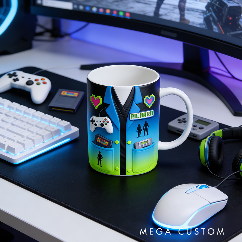 Personalized 2D Flat Game Master Mug Gamer Mug Player Controller Video Game Mug Gamer Gift Coffee Mug