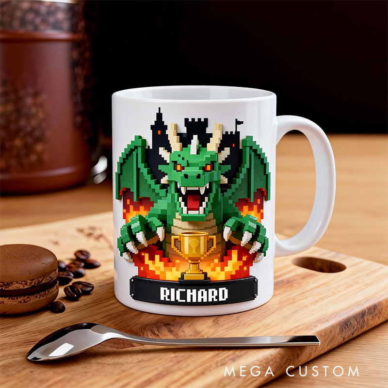 Personalized 2D Flat Dragon And Hero RPG Mug Gamer Mug Player Controller Video Game Mug Gamer Gift Coffee Mug