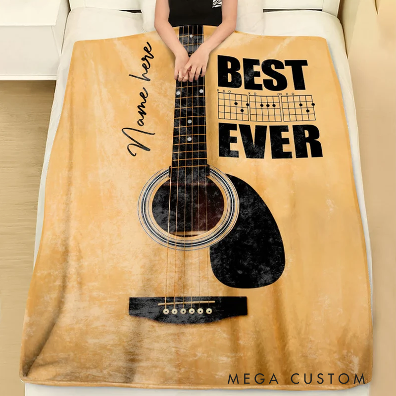 Personalized Guitar Blankets Best Dad Ever Blanket Custom Guitar Blanket Gift and Guitar Lover