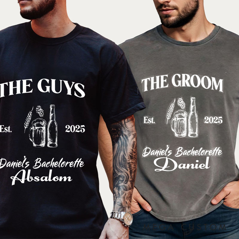 Personalized The Groom Club Washed T-Shirt Beers Lover Designed T-Shirt for Groomsman Bachelor Party Favors T-Shirts 