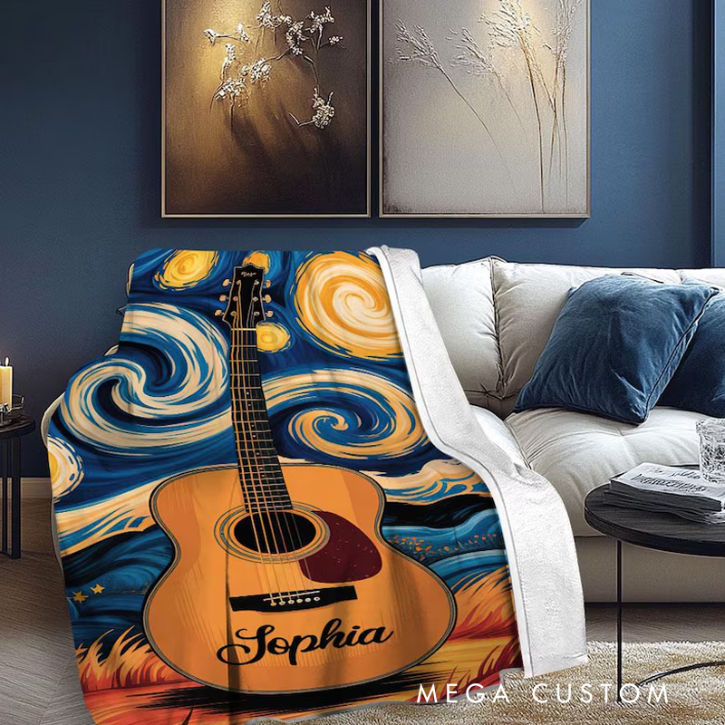 Personalized Electric Guitar Blanket Blanket for Guitar Lover Musical Instrument Blanket Guitar Lover Blanket