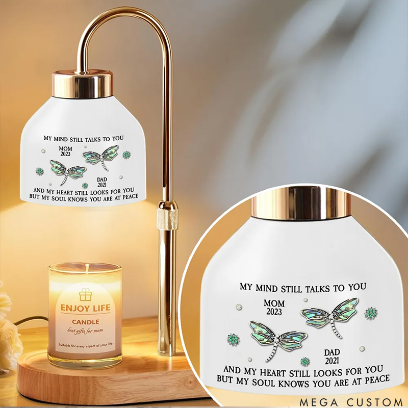 Personalized Candle Warmer Lamp Custom Memorial Gift Dragonfly My Mind My Heart My Soul Sympathy Gift