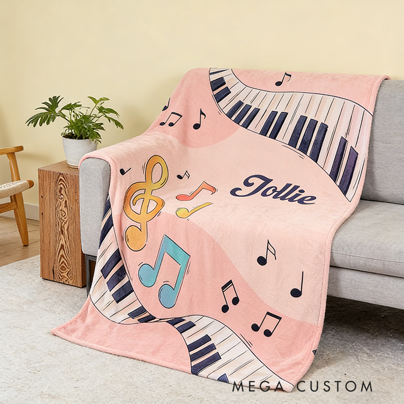 Personalized Piano Music Blanket Music Lover Gift Guitar Blanket Girls Room Decor Cool Custom Kids Blanket Music Lovers