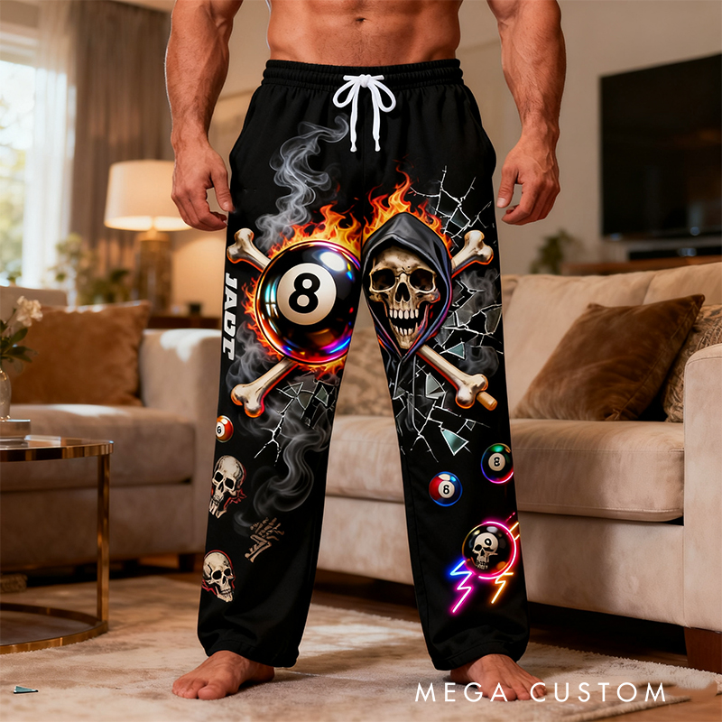 Personalize Your Skull Lounge Pants with Custom Name Design