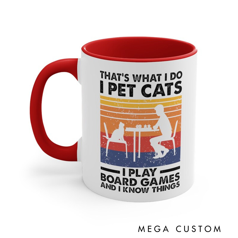 Personalized Board Game Enthusiast's Cat Lover Mug Board Game Mug Game Night Geek Gamer Gift