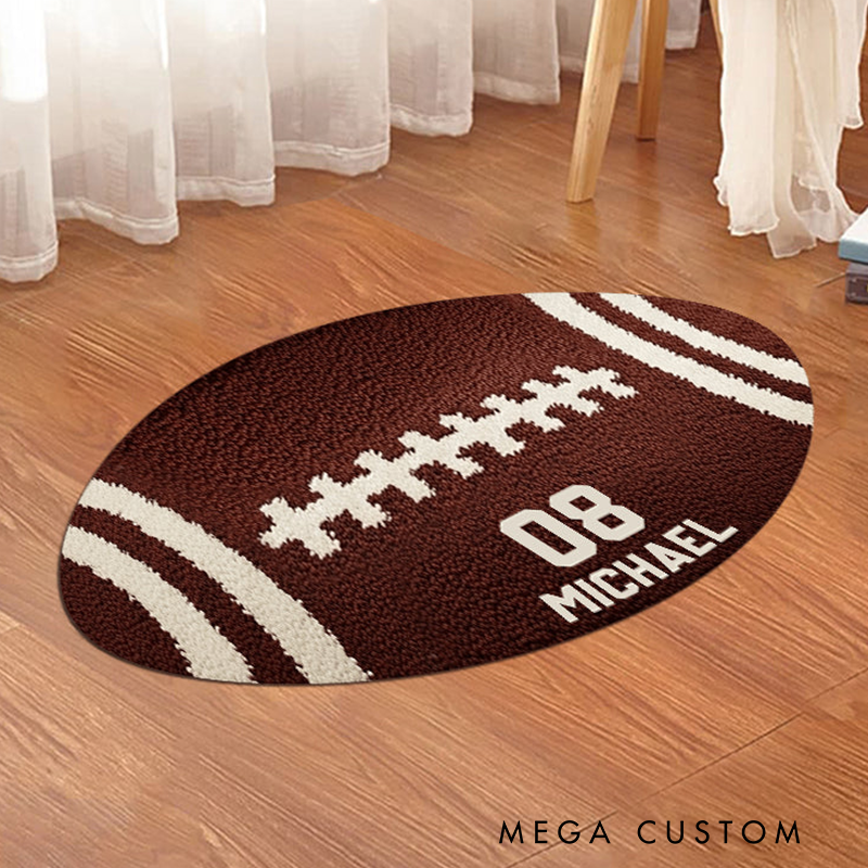Personalize Your Football Rug with a Unique Custom Name and Number Design