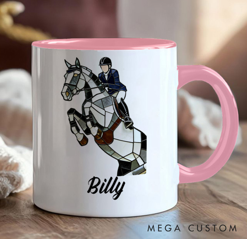 Personalized Photo Equestrian Mug Riding Horse Coffee Gift for Riding Lovers Equestrian Lovers