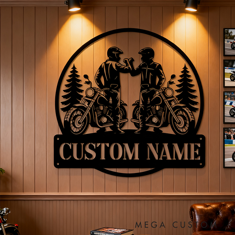 Personalized Custom Biker Couple Friends Metal Sign Personalized Motorcycle Rider Wall Art Decor Gift for Friends or Motorcycle Lovers