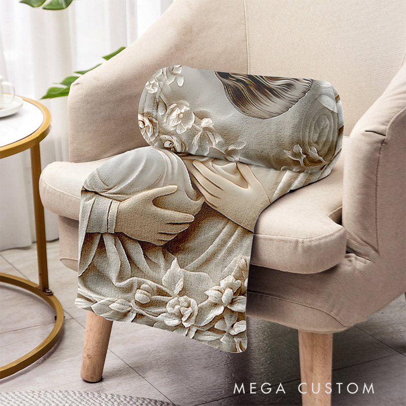 Personalized The Holy Family Soft Throw Blanket with Custom Name Graphic 3D Print Blanket Religious Christian Gift