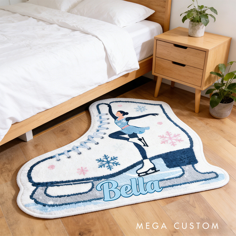 Personalized Ice Skate Elegance Rug for Ice Skating Lovers Gift for Kids Christmas Gifts