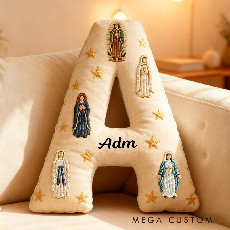 Personalized Hail Mary Full of Grace Letter Pillow with Custom Name Virgin Mary Home Decor Catholic Gift for Her Catholic Saints Graphic 3D Print