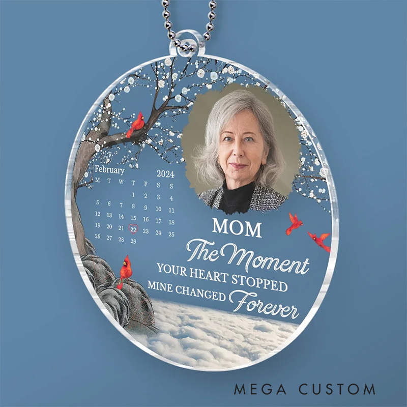 Personalized Car Ornament Custom Photo The Moment Your Heart Stopped Mine Changed Forever Memorial Ornament Sympathy Gift for Family Members
