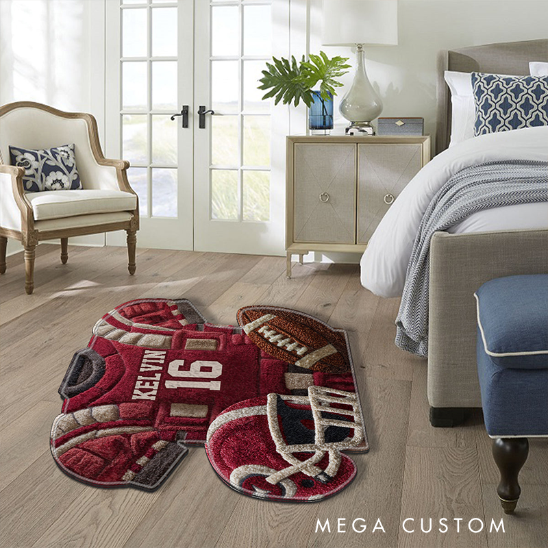Personalized American Football Doormat with Custom Name and Jersey Design