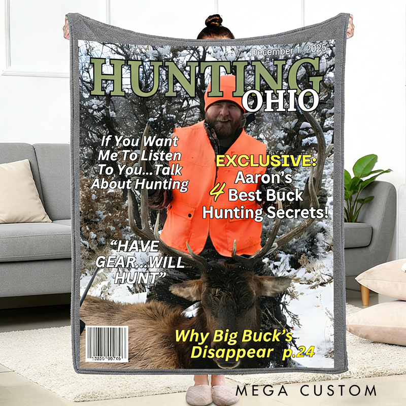 Personalized Hunting Magazine Cover Blanket Ohio's Premier Hunting Insights Blanket Funny Hunter Gift
