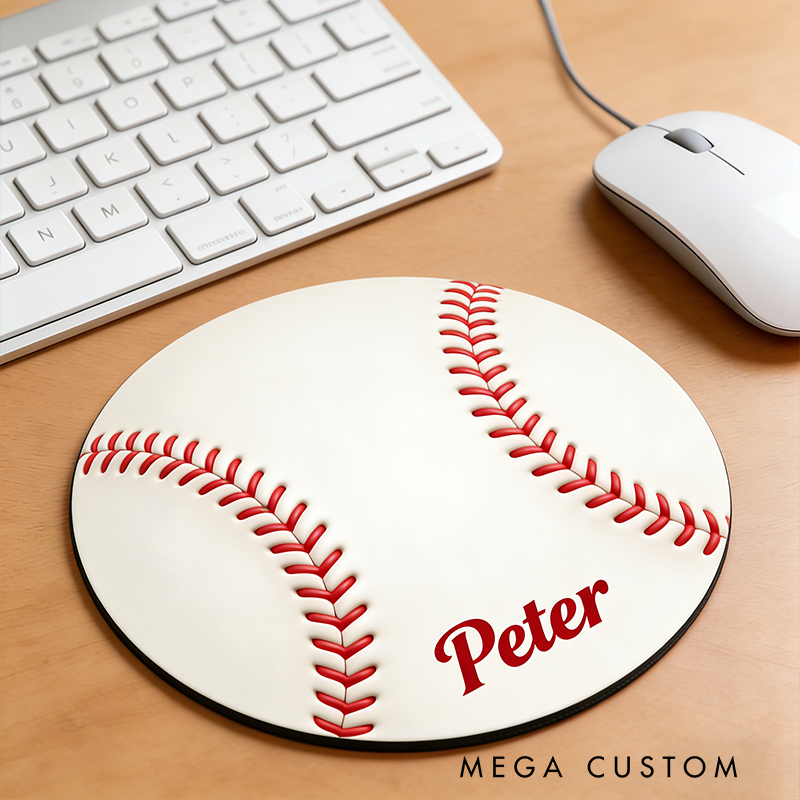 Personalized Baseball Mouse Pad with Custom Name Design