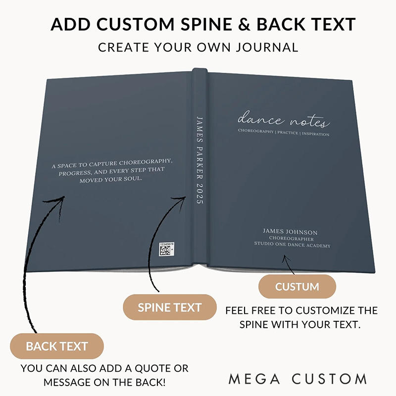 Personalized A5 Dance Notes Hardcover Journal Custom Ballerina Notebook Choreography Studio Dancer Gift Recital or Team Gift for Ballerinas