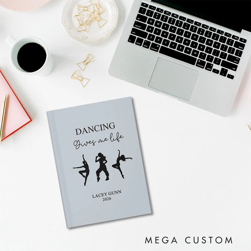 Personalized A5 Dancing Gives Me Life Hardcover Journal Custom Ballerina Notebook Choreography Studio Dancer Gift Recital or Team Gift for Ballerinas