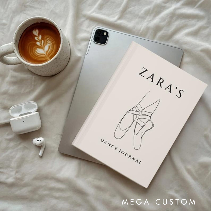 Personalized A5 Minimalist Ballet Hardcover Journal Custom Ballerina Notebook Choreography Studio Dancer Gift Recital or Team Gift for Ballerinas
