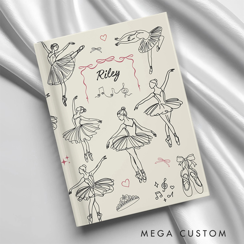 Personalized A5 Retro Style Ballet Hardcover Journal Custom Ballerina Notebook Choreography Studio Dancer Gift Recital or Team Gift for Ballerinas