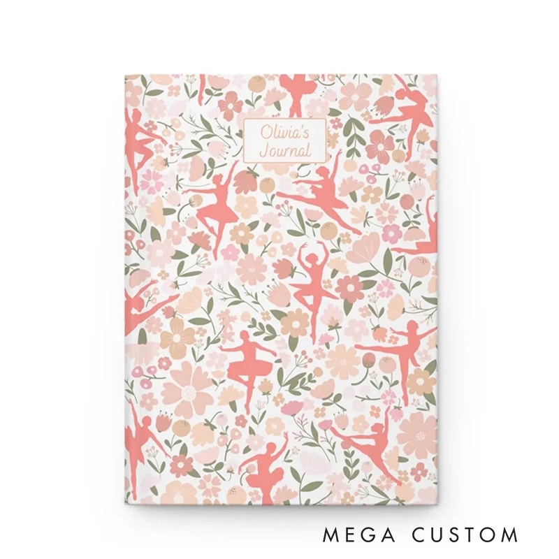 Personalized A5 Flora Ballet Hardcover Journal Custom Ballerina Notebook Choreography Studio Dancer Gift Recital or Team Gift for Ballerinas