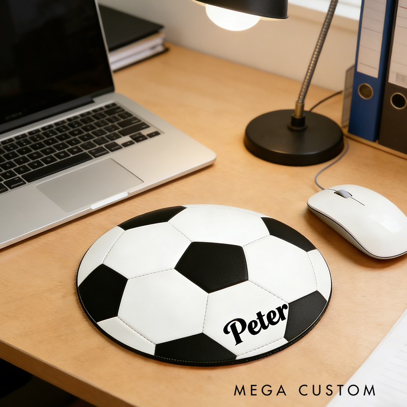 Personalized 3D Printed Soccer Mouse Pad with Custom Name Design