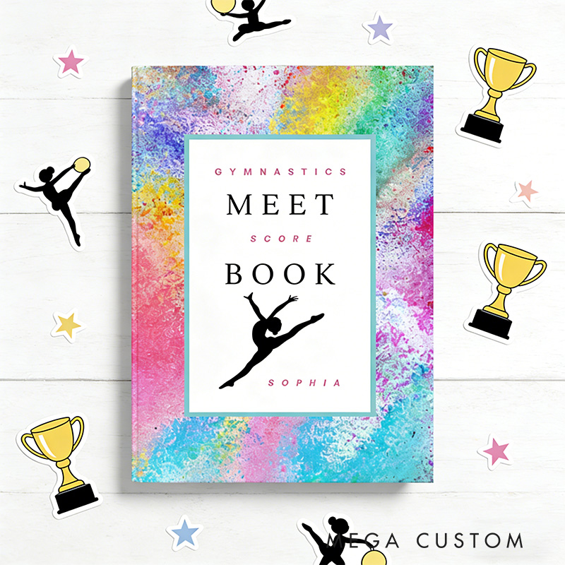 Personalized A5 Glitter Style Gymnastics Meet Score Journal with Name Gift Gymnast Lined Journal Gift For Gymnastics Coach Teacher Gymnastics Lover