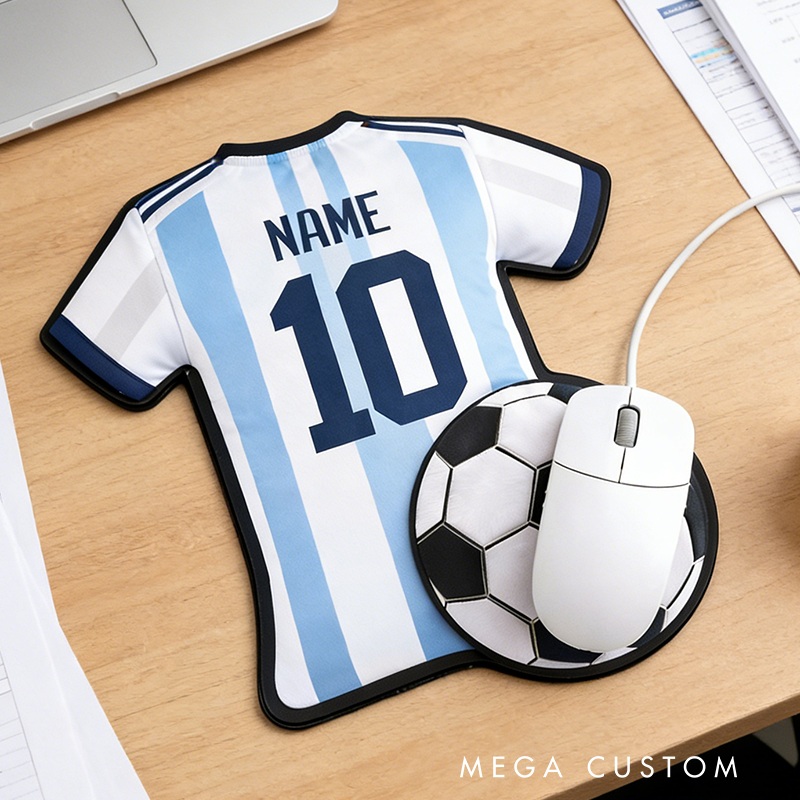 Personalized Soccer Jersey Mouse Pad with Custom Name and Number Design