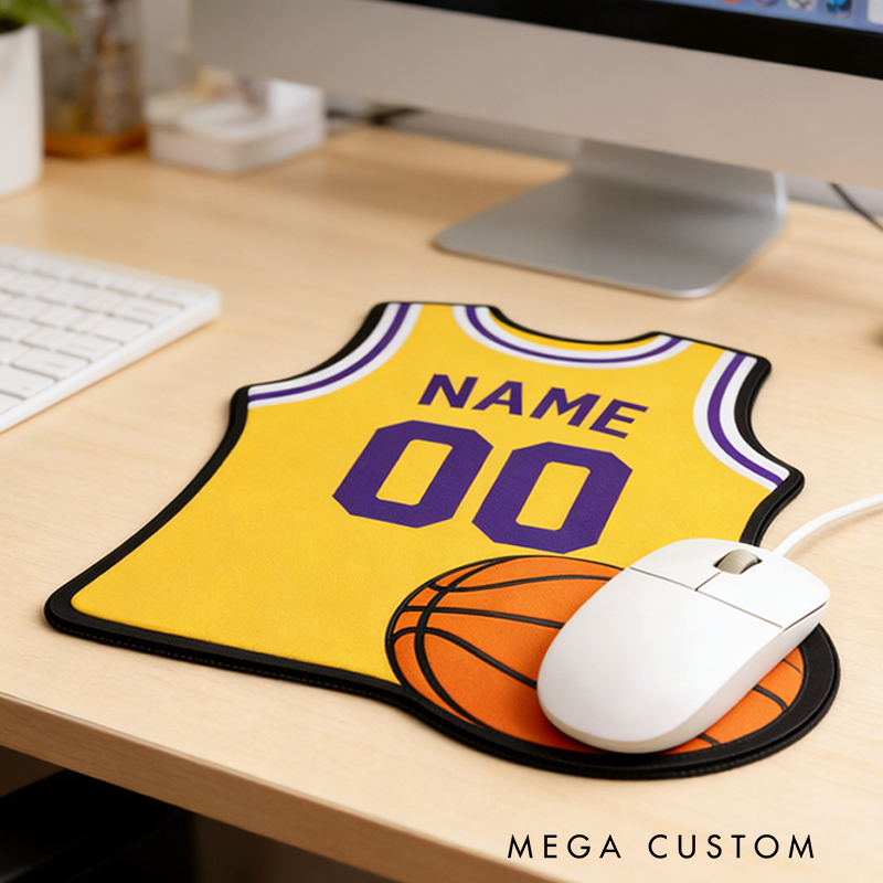 Personalized Basketball Jersey Mouse Pad with Custom Name and Number Design