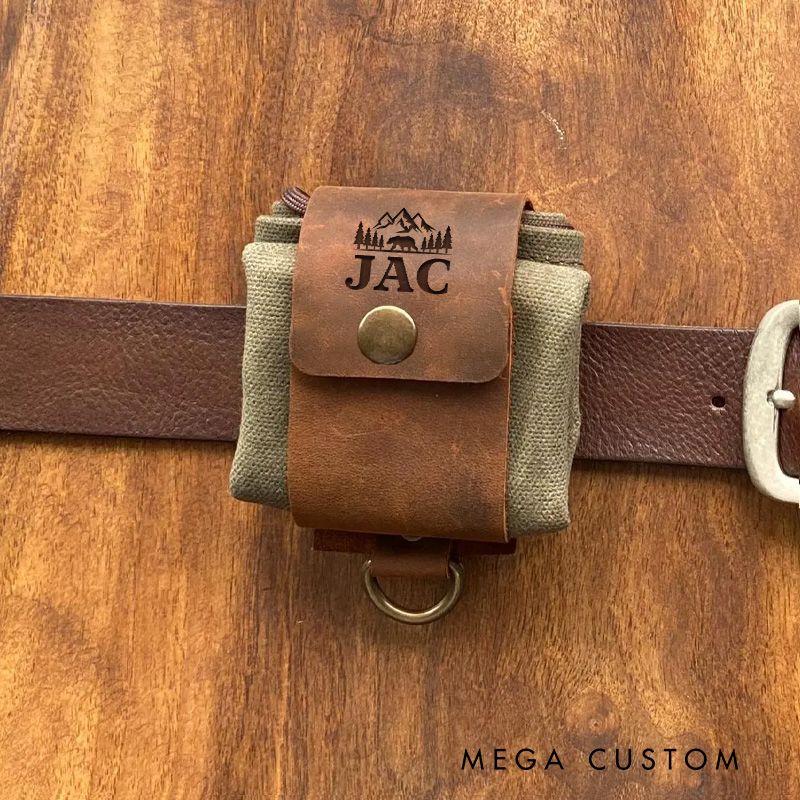 Personalized Custom Leather Gear Wrap Leather Foraging Pouch Outdoor Hiking Adventurers Belt Bag Gift for Outdoor