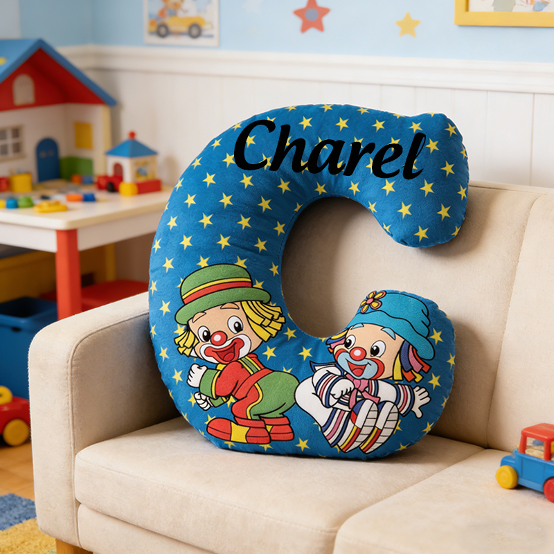 Personalized Clown Themed Custom Letter and Name Boy and Girl Gift Pillow Soft Decorative Graphic 3D Print Pillow for Kids