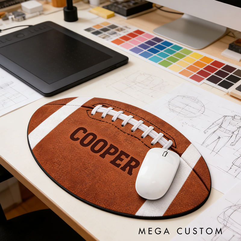 Personalized American Football Mouse Pad with Custom Name Design