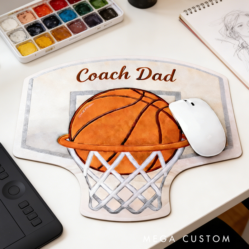 Personalized 3D Printed Basketball Hoop Mouse Pad with Custom Text Design