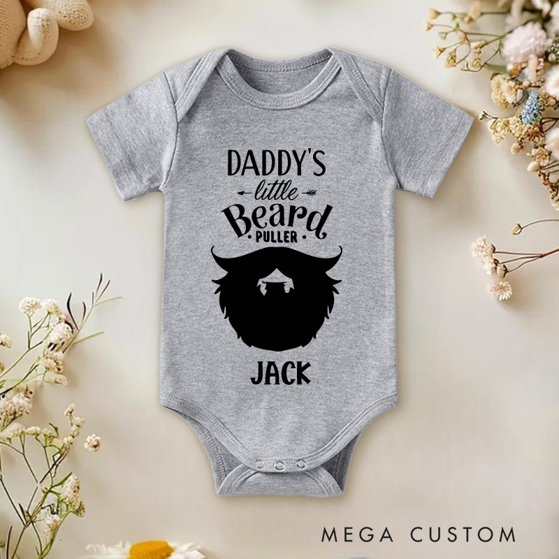 Personalized Daddy's Little Beard Puller Baby Onesie Funny Father's Day Gift