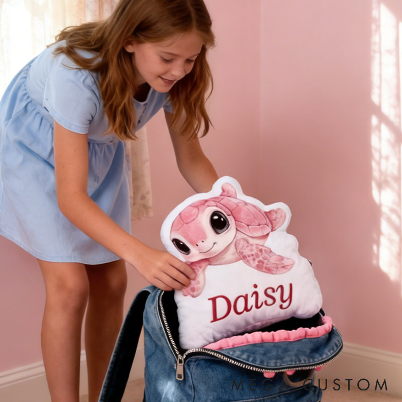 Personalized Pink Voyage Turtle Pillow Graphic 3D Print Pillow for Travel Lovers