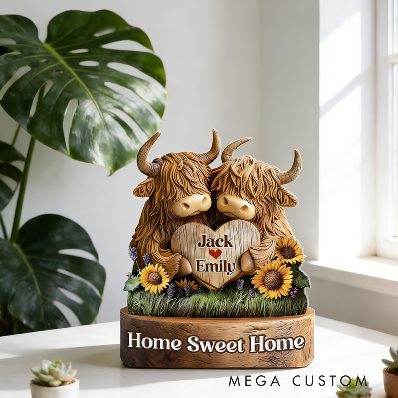 Personalized Home Sweet Home Plaque Shaped Squared Acrylic Plaque From The Highlands With Love Housewarming Gift Valentine's Day Gift