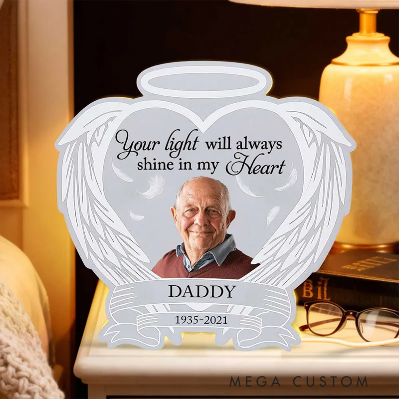 Personalized Light Box Custom Photo Memorial Heart Wings Memorial Gift Sympathy Gift for Loved One
