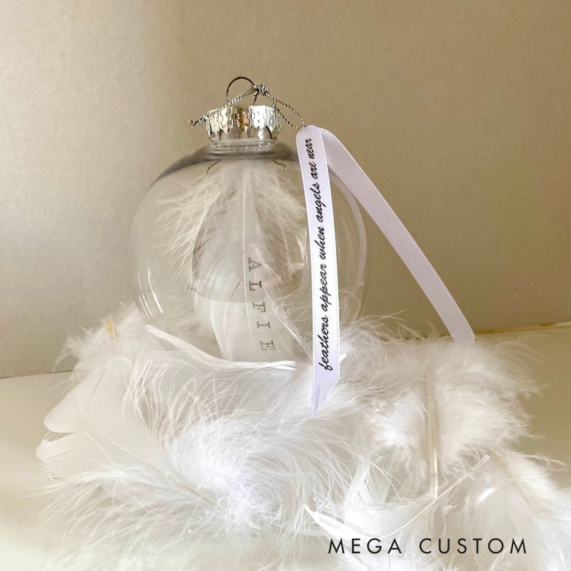 Personalised Feather Memorial Bauble Remembrance Ornament Hanging Ornament with Display stand Sympathy Gift Memorial Gift 