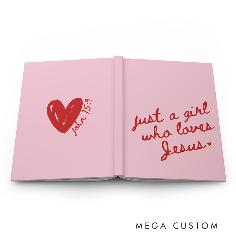 Personalized Just a Girl Who Loves Jesus A5 Prayer Journal with Custom Name or Verse Christian Bible Study Notebook Gift for Girl Who Loves Jesus