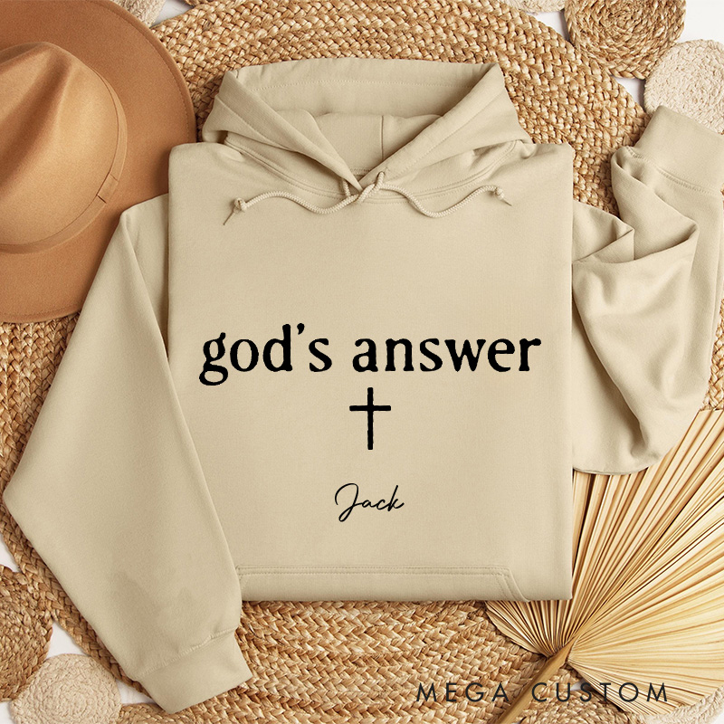 Personalized God's Plan God's Answer Matching Couple Christian Classic Hoodies with Custom Name Religious Gift Valentine Day Gift for Couple