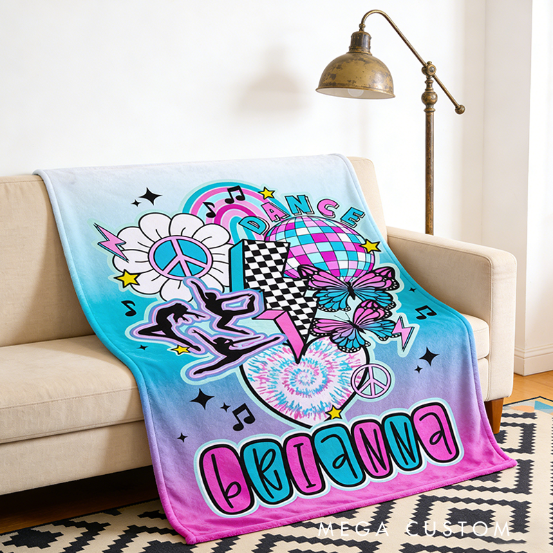 Personalized Name Gradient Hipper Dance Blanket Gift for Her