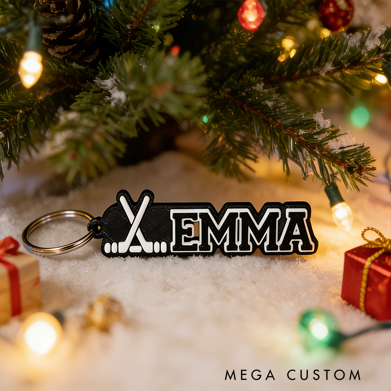 Personalized Ice Hockey Keychain with Custom Name Perfect for Fans