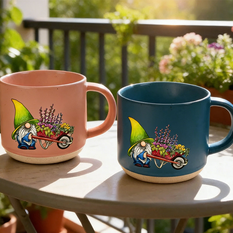 Personalized Gnome Garden Delight Ceramic Mug Custom Pottery Mug with Name Gift for Gardening Lovers