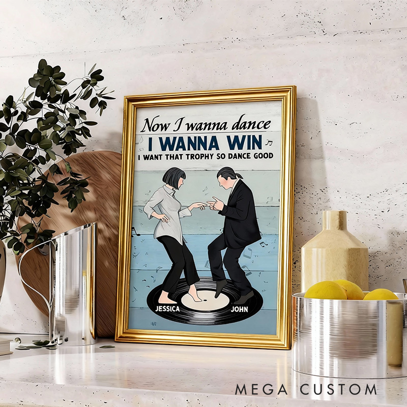 Personalized Dancing Trophy Wall Art For Funny Couples Poster Without Frame Custom Dance Lover Movie Lover Gift Custom Portrait