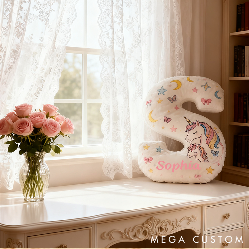 Personalized Graphic 3D 26 Letters Colorful Family Pillow Special Family Gift  with Custom Name Design