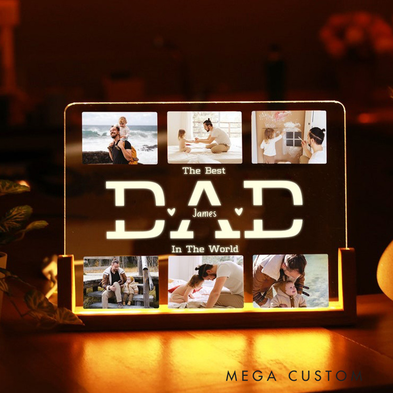 Personalized Photo Night Light Photo Collage LED Light Custom Photo Lamp Father Gift from Kids